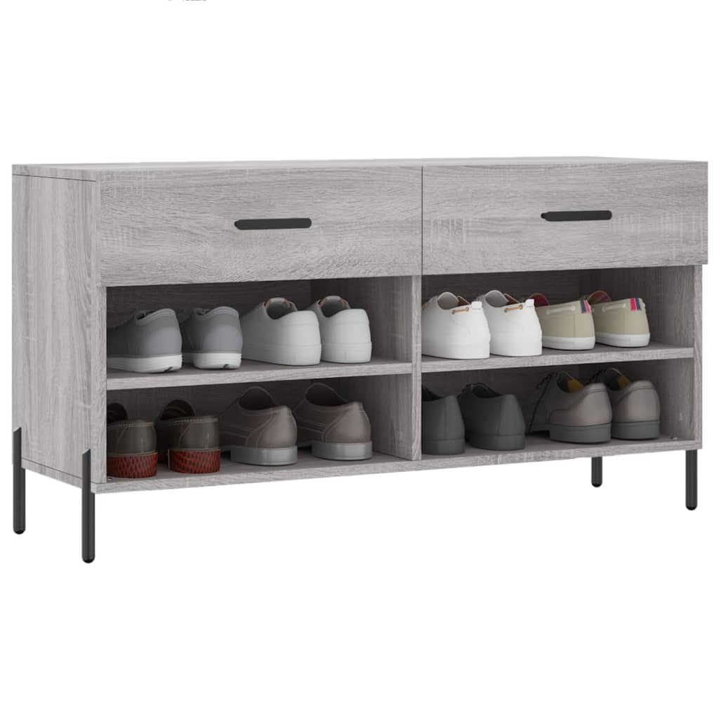 Panca Porta Scarpe Grigio Sonoma 102x35x55 Cm Legno Multistrato