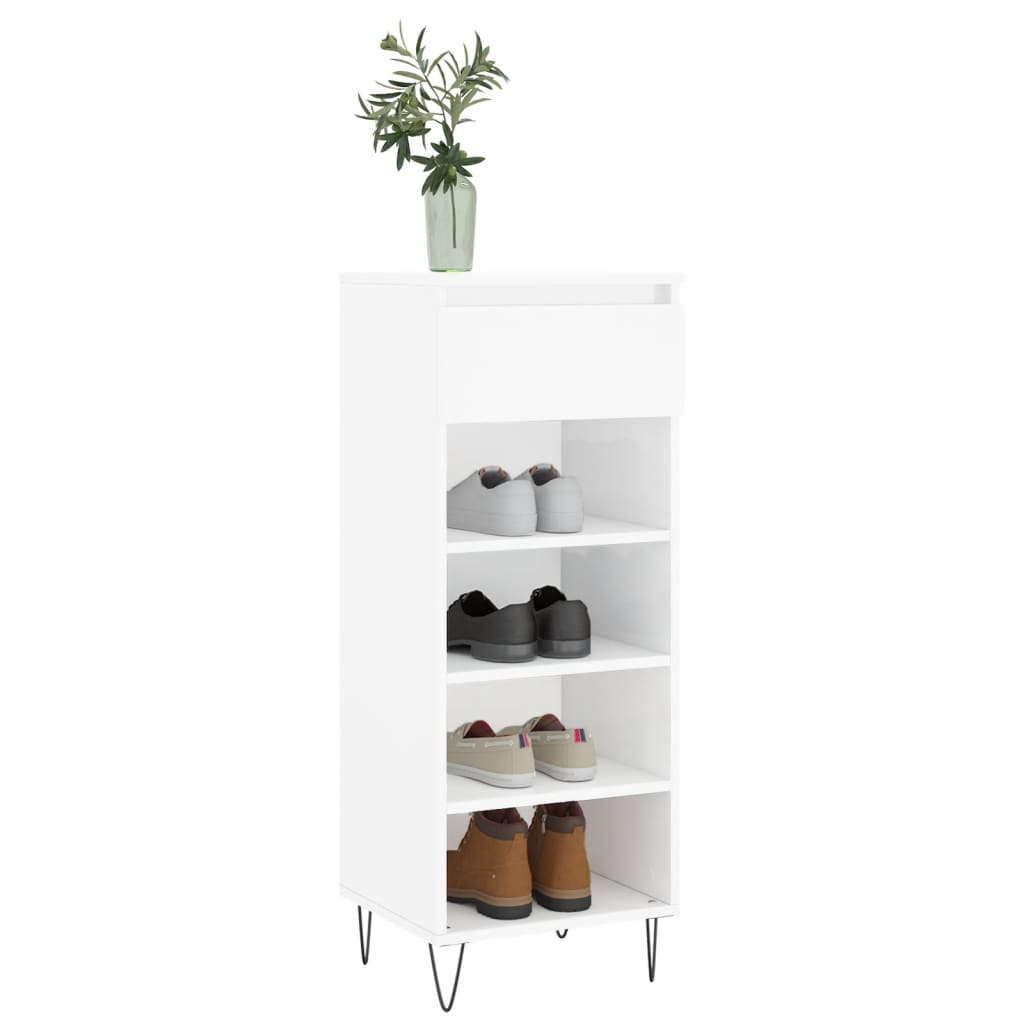 Scarpiera Bianco Lucido 40x36x105 Cm In Legno Multistrato - Image 3
