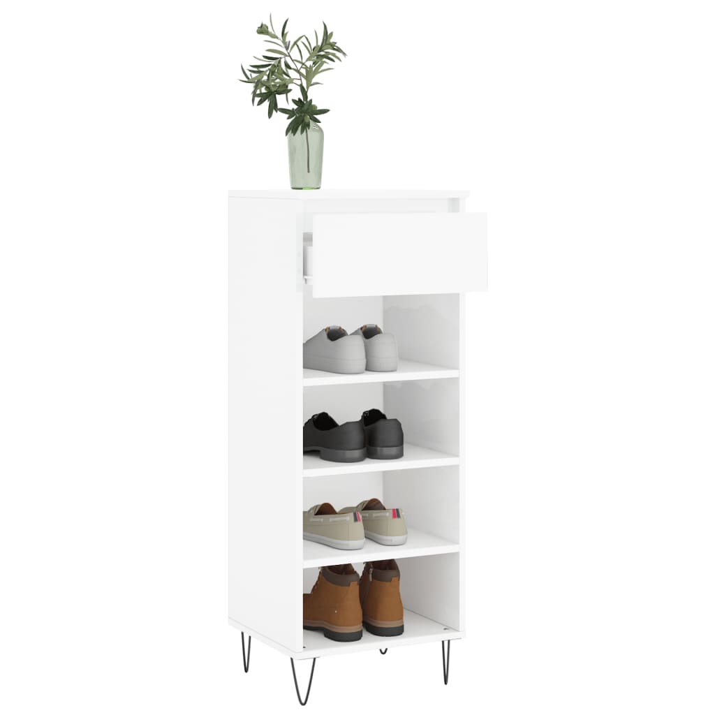 Scarpiera Bianco Lucido 40x36x105 Cm In Legno Multistrato - Image 6