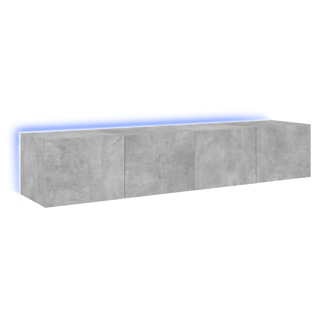 Mobili Tv A Parete Con Luci Led 2pz Grigio Cemento 80x35x31 cm - Image 4