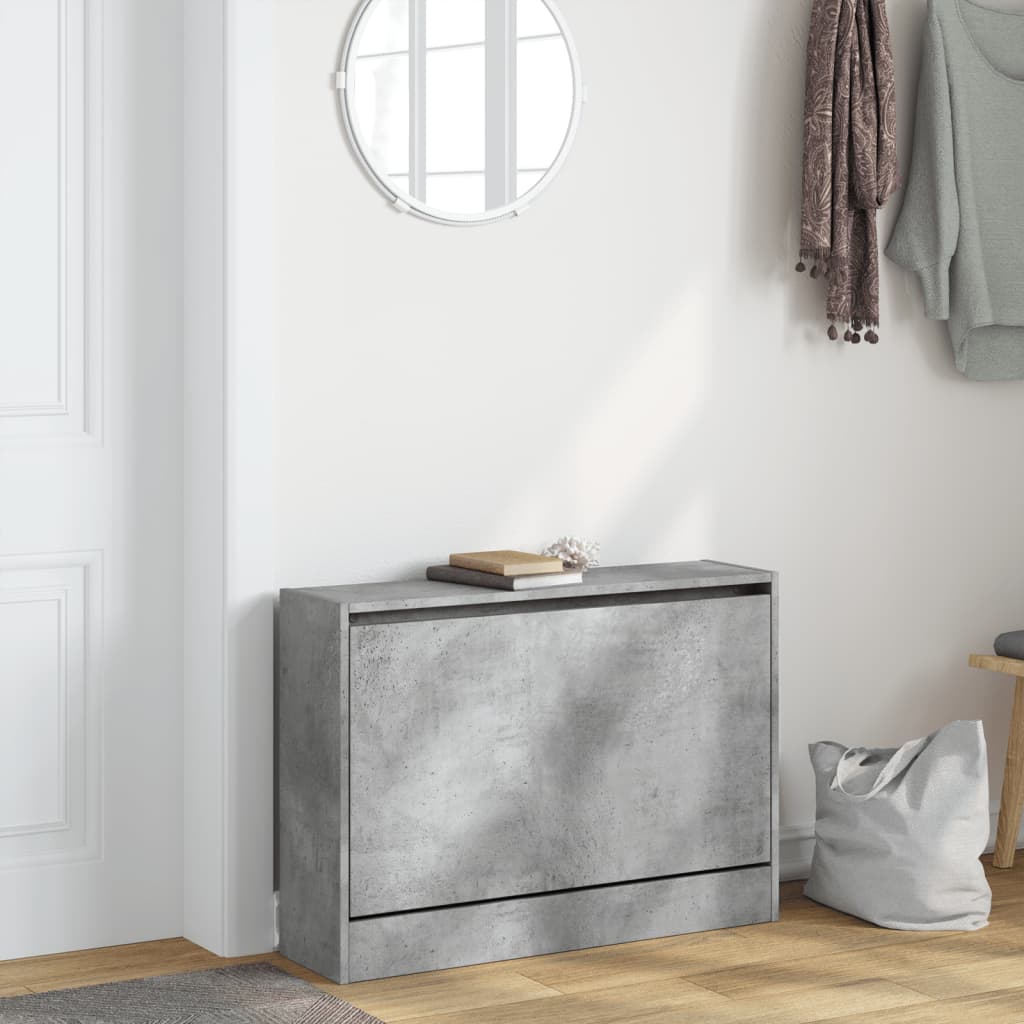 Scarpiera Grigio Cemento 80x21x57 Cm In Legno Multistrato