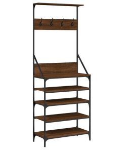 Appendiabiti Con Porta Scarpe Rovere Marrone 70x34x184 cm