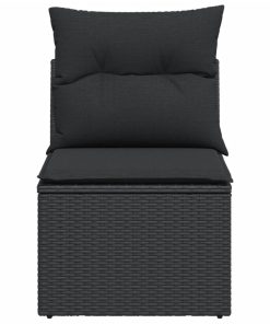 Divano Da Giardino Senza Braccioli Con Cuscini Nero In Polyrattan