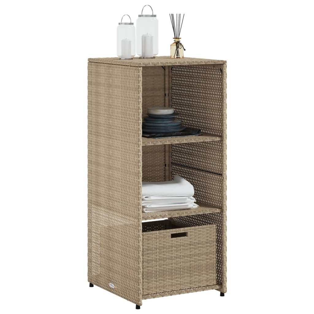 Armadietto Portaoggetti Giardino Beige 50x55x115cm Polyrattan