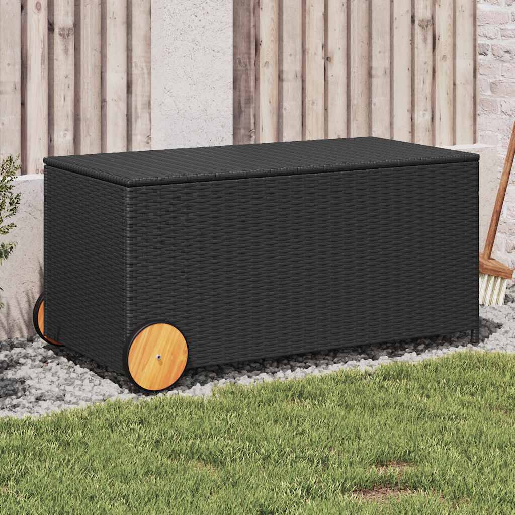 Contenitore Da Giardino Con Ruote Nero 190l In Polyrattan