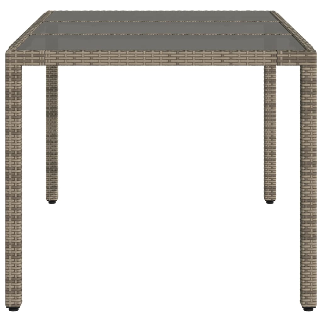 Tavolo Da Giardino Piano In Vetro Grigio 150x90x75cm Polyrattan - Image 4
