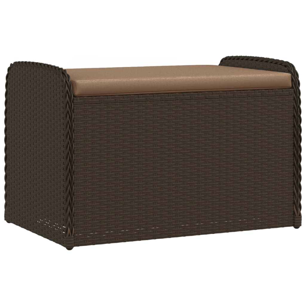 Cassapanca Con Cuscino Marrone 80x51x52 Cm In Polyrattan - Image 6