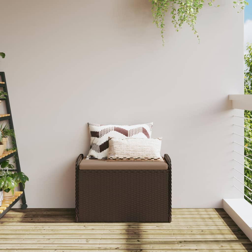 Cassapanca Con Cuscino Marrone 80x51x52 Cm In Polyrattan - Image 4