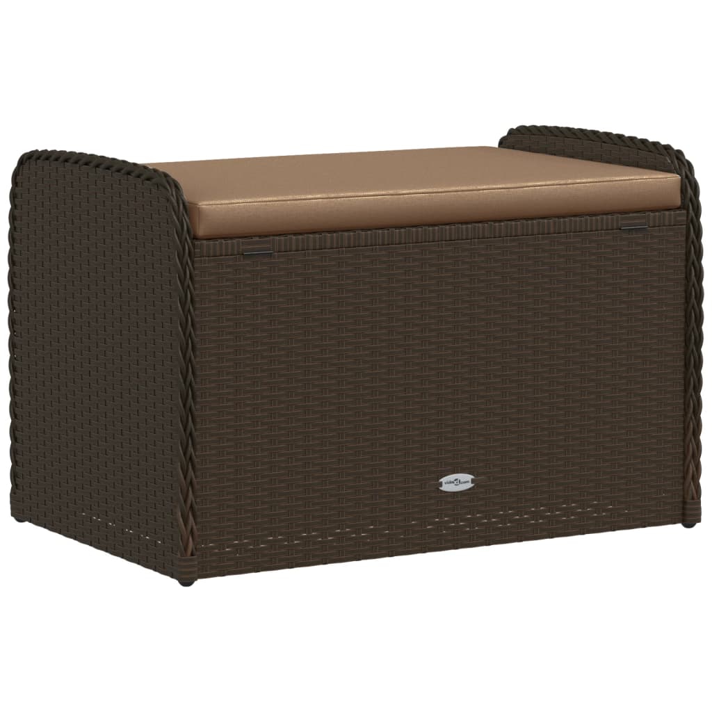 Cassapanca Con Cuscino Marrone 80x51x52 Cm In Polyrattan - Image 3