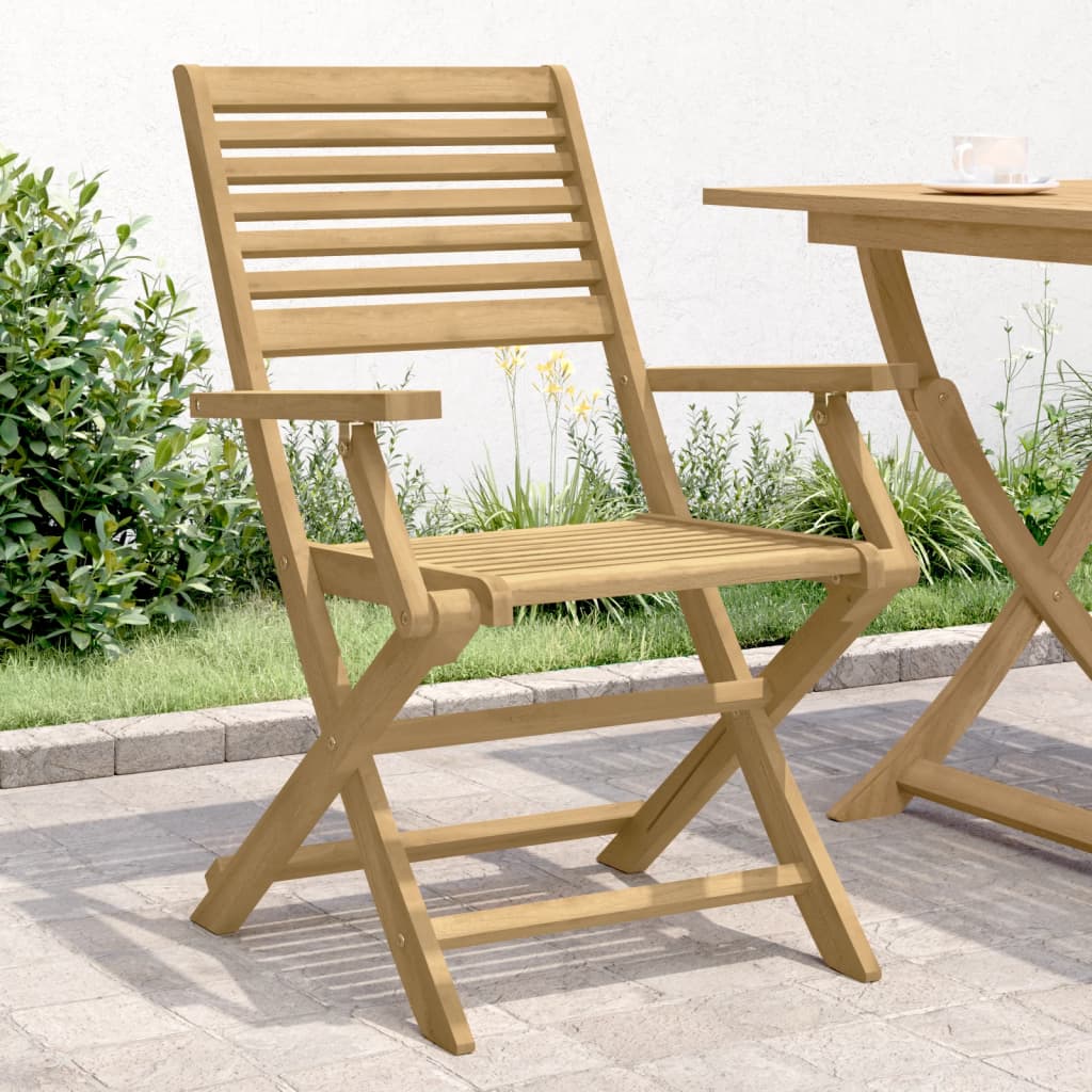 Sedie Giardino Pieghevoli 4pz 54,5x61,5x86,5 Cm Massello Acacia - Image 4