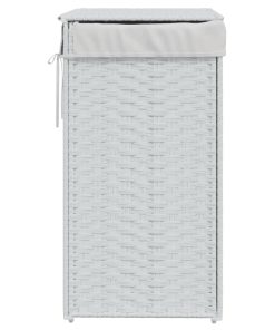 Cesto Portabiancheria Coperchio Bianco 46x33x60 Cm Polyrattan