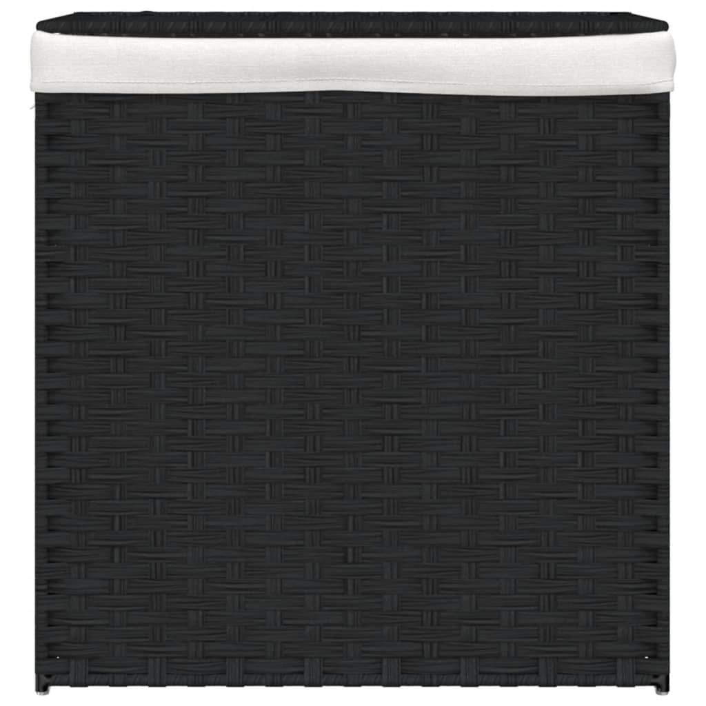 Cesto Portabiancheria 2 Sezioni Nero 53x35x57 Cm Polyrattan - Image 3