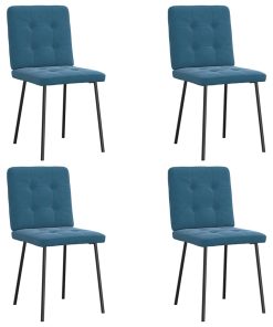 Sedie Da Pranzo 4 Pz Blu In Velluto
