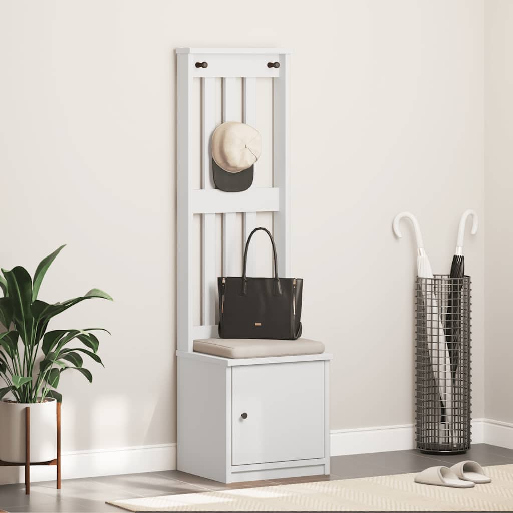 Albero Da Ingresso Sandnes Bianco 45x40x159,5 Cm Legno Di Pino