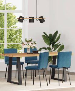 Sedie Da Pranzo 4 Pz Blu In Velluto
