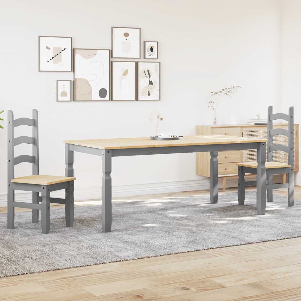 Set Da Pranzo 3 Pz Panama Grigio In Legno Massello Di Pino
