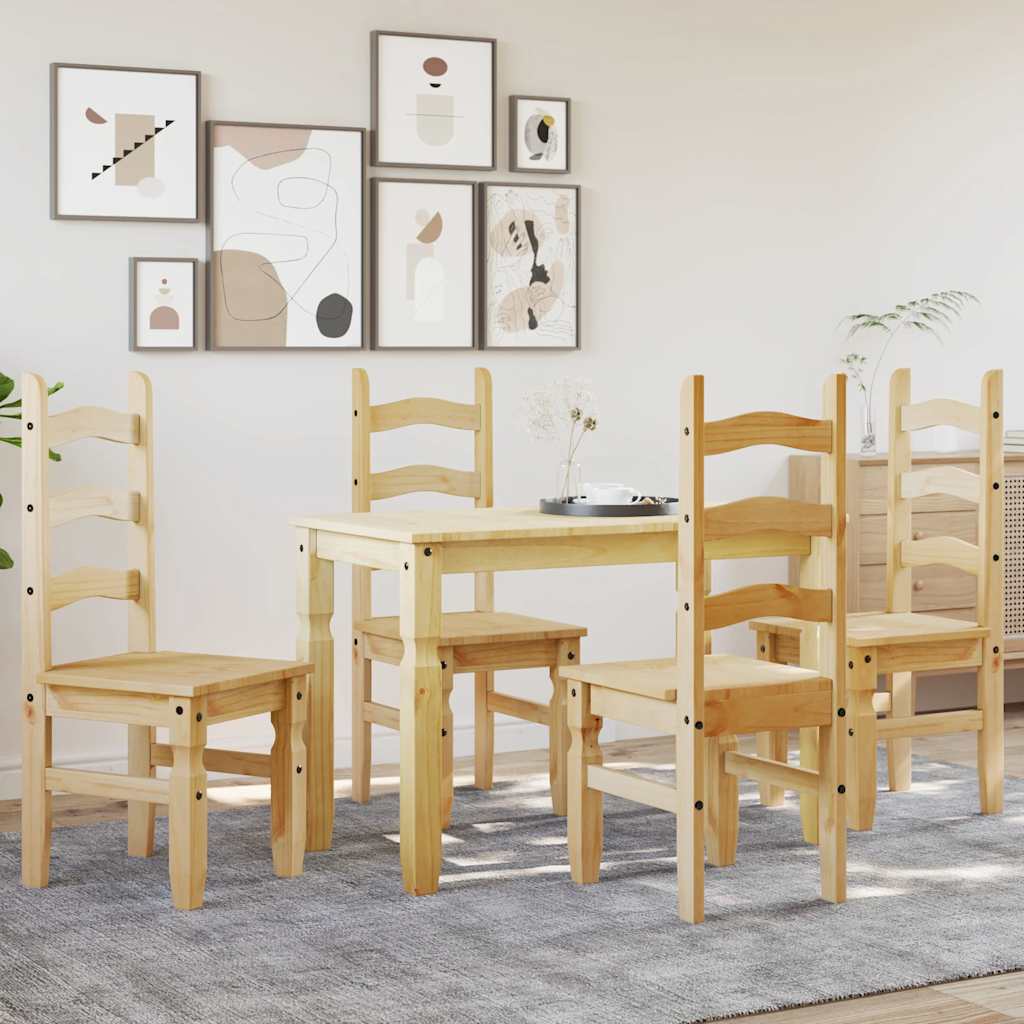 Set Da Pranzo 5 Pz Panama In Legno Massello Di Pino