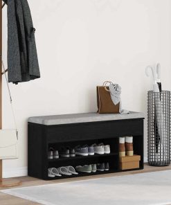 Scarpiera Rovere Nero 102x30,5x45 Cm In Legno Multistrato