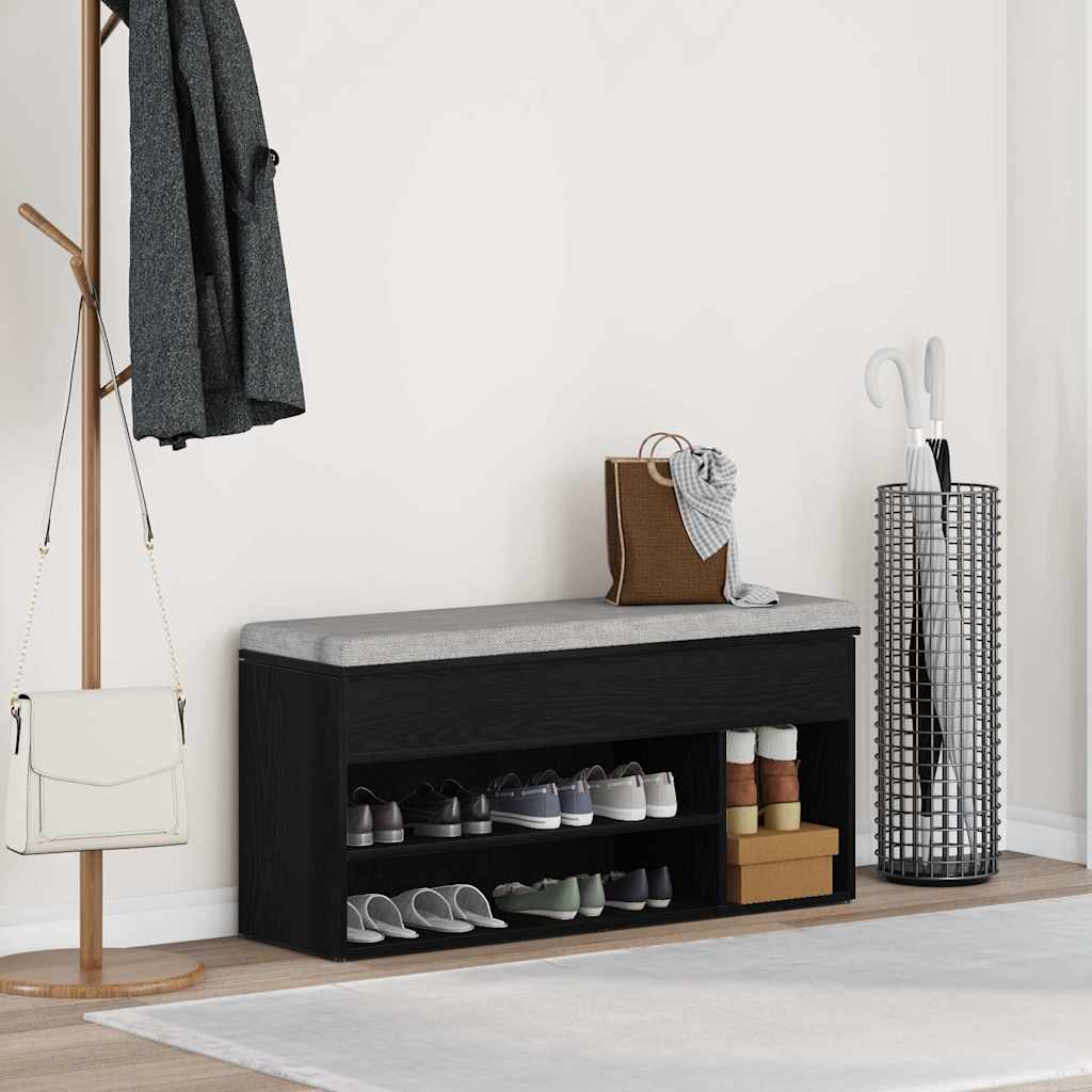 Scarpiera Rovere Nero 102x30,5x45 Cm In Legno Multistrato