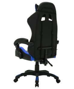 Sedia Da Gaming Con Luci A Led Rgb Blu E Nera In Similpelle