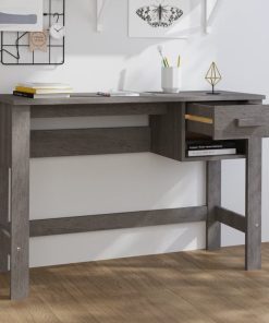Scrivania Hamar Grigio Chiaro 110x40x75 Cm In Legno Di Pino