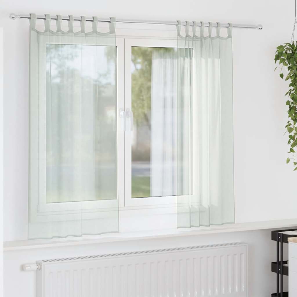 Tende In Voile Con Passanti 2 Pz Grigio Chiaro 140x175 cm - Image 3