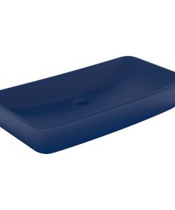 Lavabo Lusso Rettangolare Blu Scuro Opaco 71x38 Cm In Ceramica