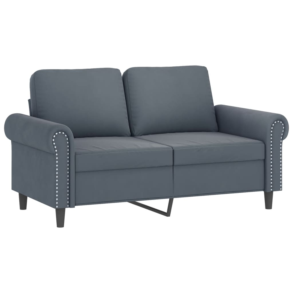 Set Di Divani 2 Pz Con Cuscini Grigio Scuro In Velluto - Image 4
