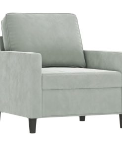 Set Di Divani 3 Pz Con Cuscini Grigio Chiaro In Velluto