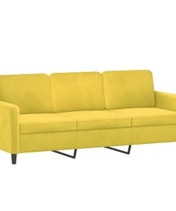 Set Di Divani 2 Pz Con Cuscini Giallo In Velluto
