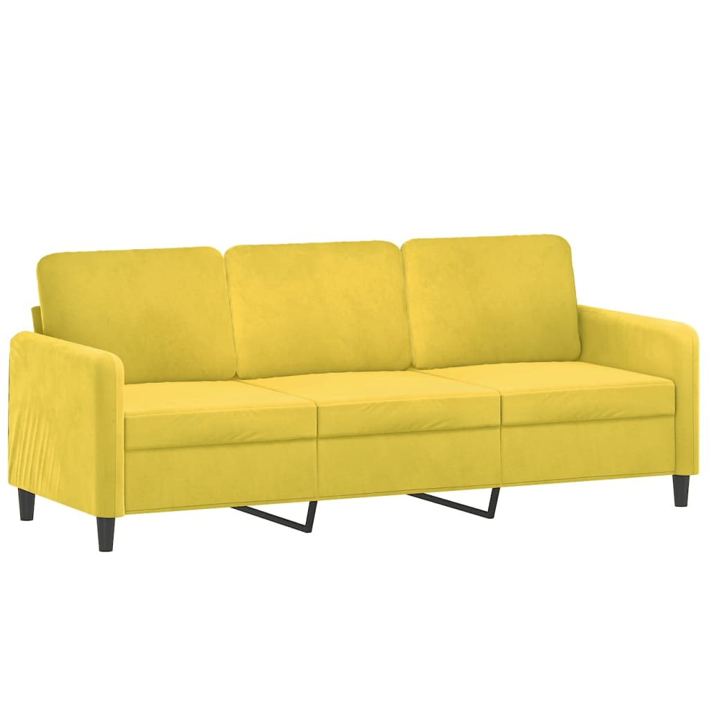 Set Di Divani 2 Pz Con Cuscini Giallo In Velluto