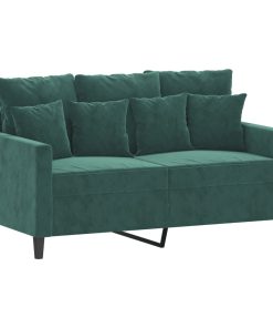 Set Di Divani 2 Pz Con Cuscini Verde Scuro In Velluto