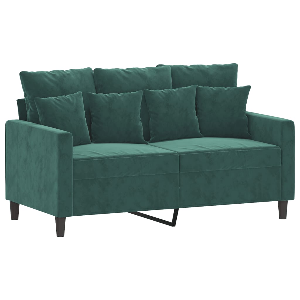 Set Di Divani 2 Pz Con Cuscini Verde Scuro In Velluto