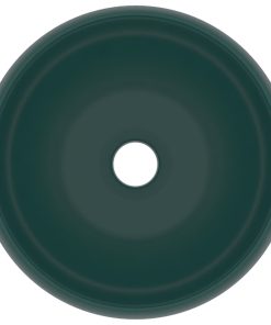 Lavandino Lusso Rotondo Verde Scuro Opaco 40x15 Cm In Ceramica