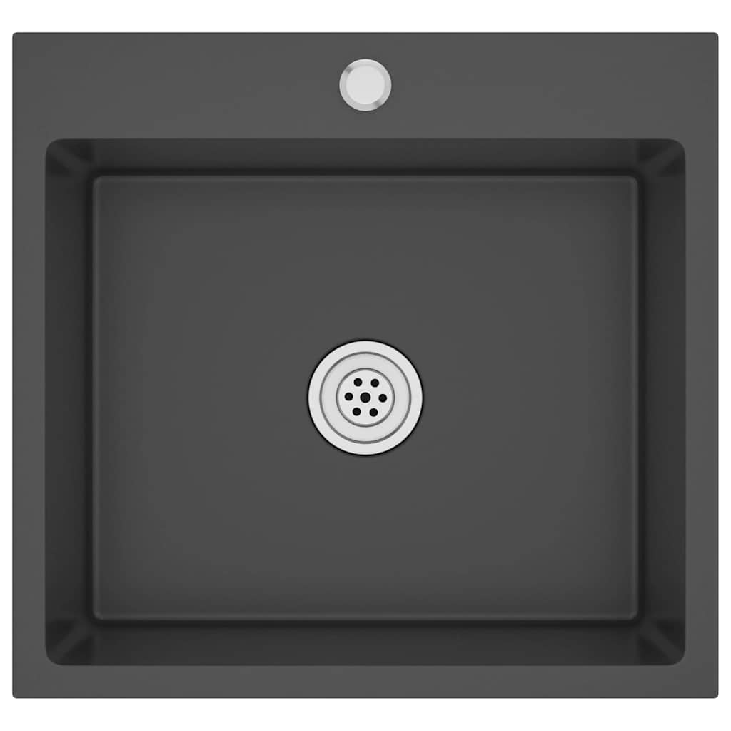 Lavello Da Cucina Lavorato A Mano Nero Acciaio Inox - Image 4