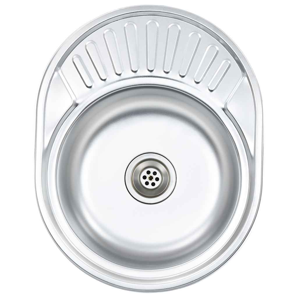 Lavello Da Cucina Con Filtro E Sifone Ovale In Acciaio Inox - Image 6
