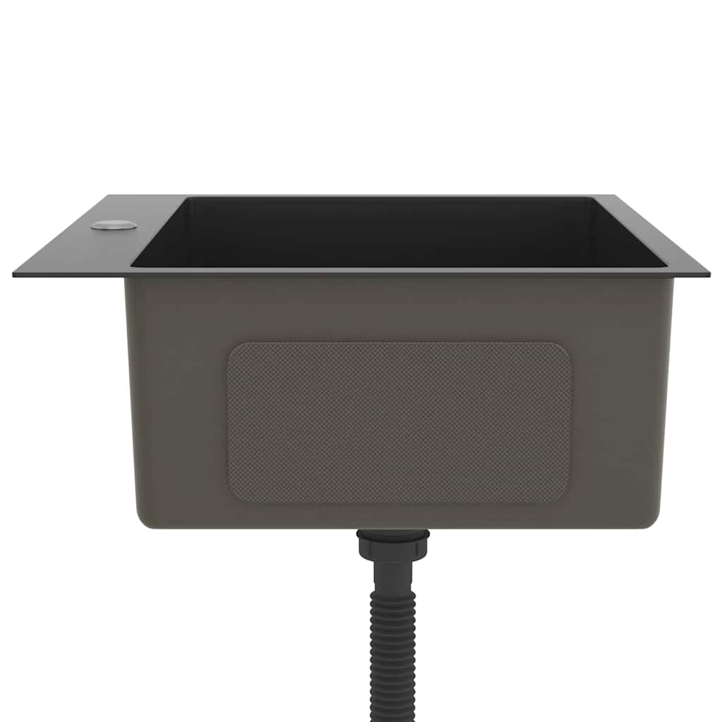 Lavello Da Cucina Lavorato A Mano Nero Acciaio Inox - Image 5