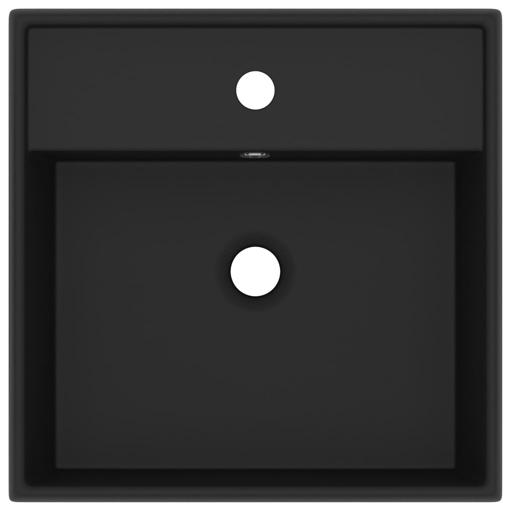 Lavabo Troppopieno Quadrato Nero Opaco 41x41cm Ceramica
