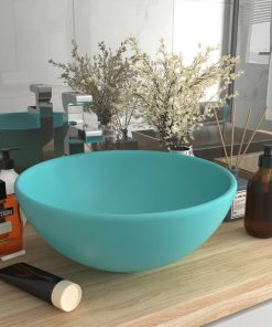 Lavandino Lusso Rotondo Verde Chiaro Opaco 32,5x14 Cm Ceramica