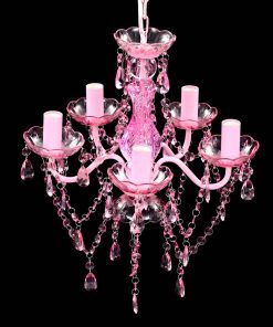 Lampadario In Cristallo 5 Lampadine Rosa