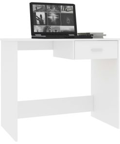 Scrivania Bianca 100x50x76 Cm In Legno Multistrato