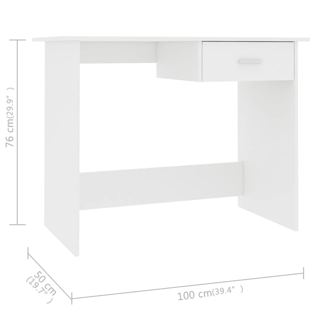 Scrivania Bianca 100x50x76 Cm In Legno Multistrato - Image 5