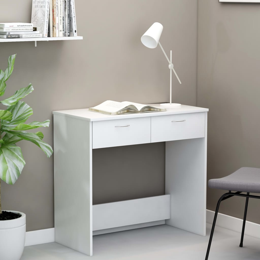 Scrivania Bianca 80x40x75 Cm In Legno Multistrato