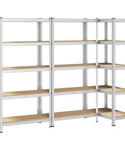Scaffali Resistenti 5 Ripiani 3pz Argento Acciaio E Multistrato