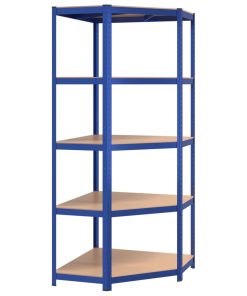 Mensola Angolare 5 Strati Blu In Acciaio E Legno Multistrato