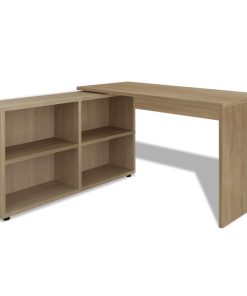 Scrivania Angolare Con 4 Ripiani Rovere
