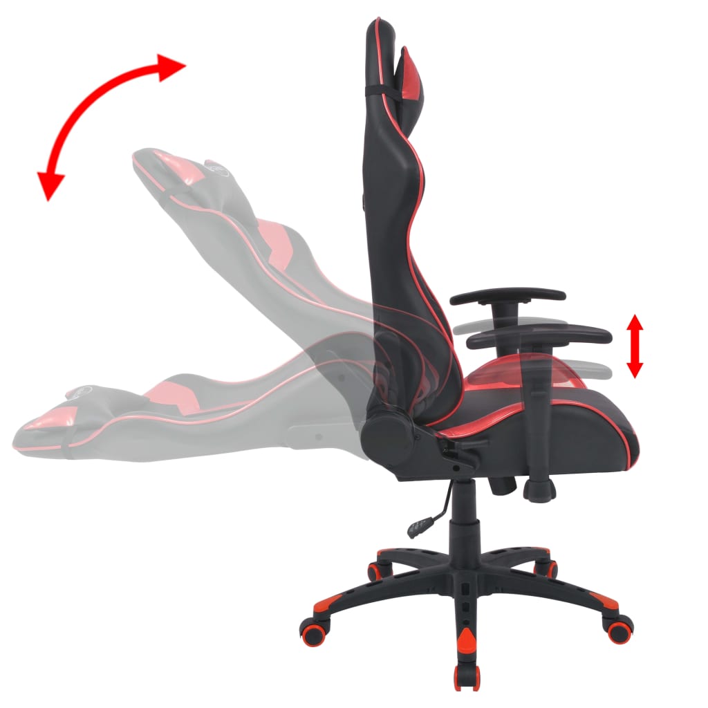 Sedia Da Ufficio Racing Reclinabile In Pelle Sintetica Rossa - Image 4