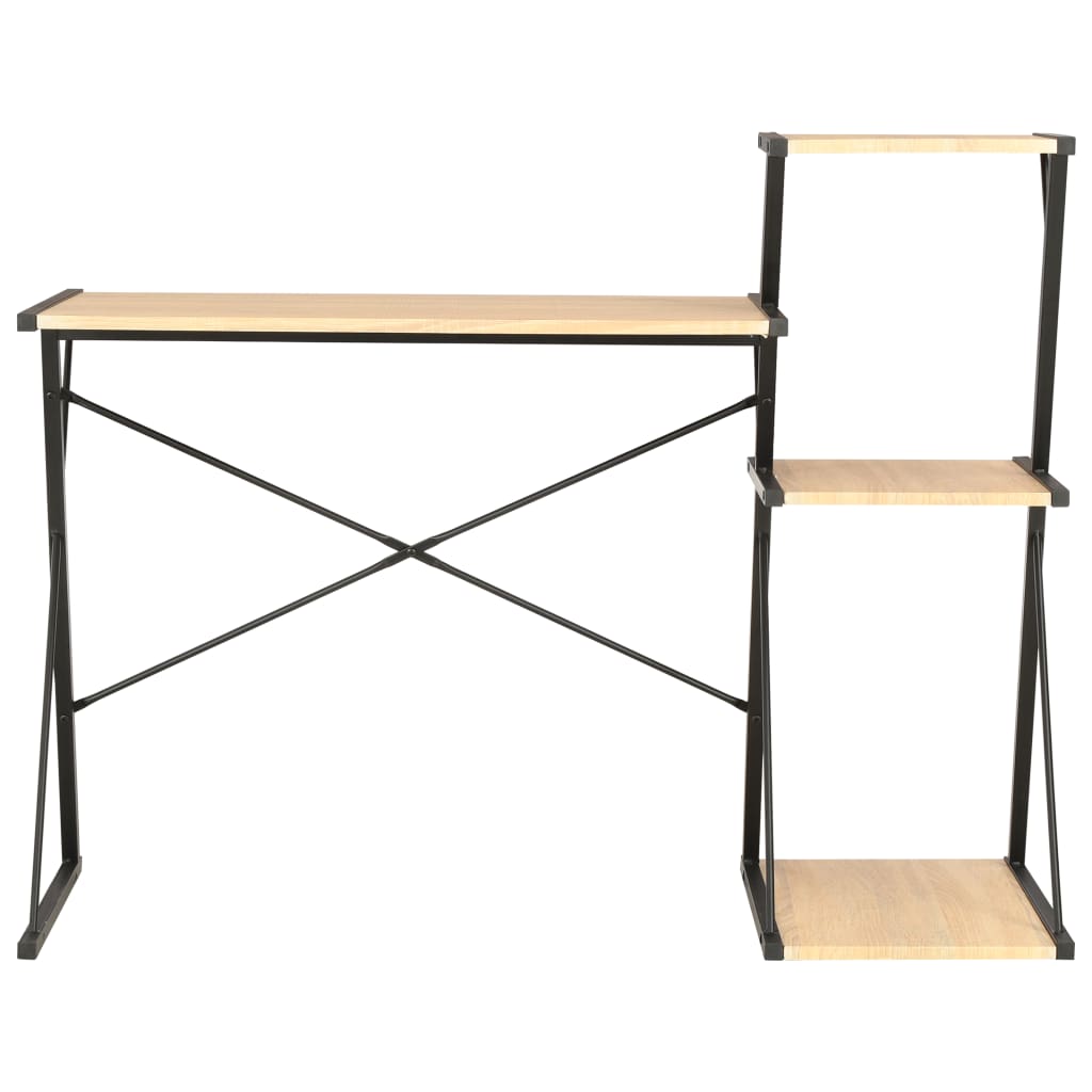 Scrivania Con Ripiano Nera E Rovere 116x50x93 cm