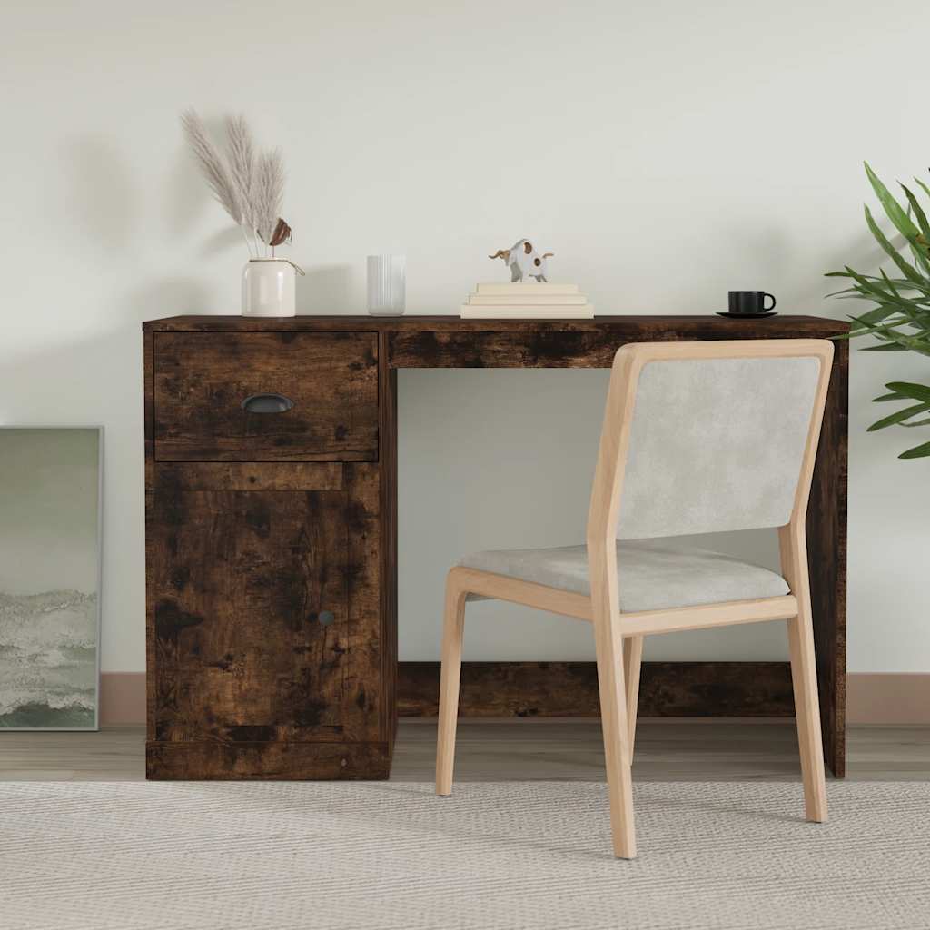 Scrivania Cassetto Rovere Fumo 115x50x75 Cm Legno Multistrato