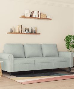 Divano A 3 Posti Grigio Chiaro 180 Cm In Velluto